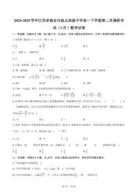 江苏省南京市励志高级中学2024-2025学年高一下学期第二次调研考试（3月）数学试卷（含答案）