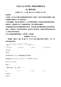 浙江省宁波市2025届高三上学期一模考试数学试卷 含解析