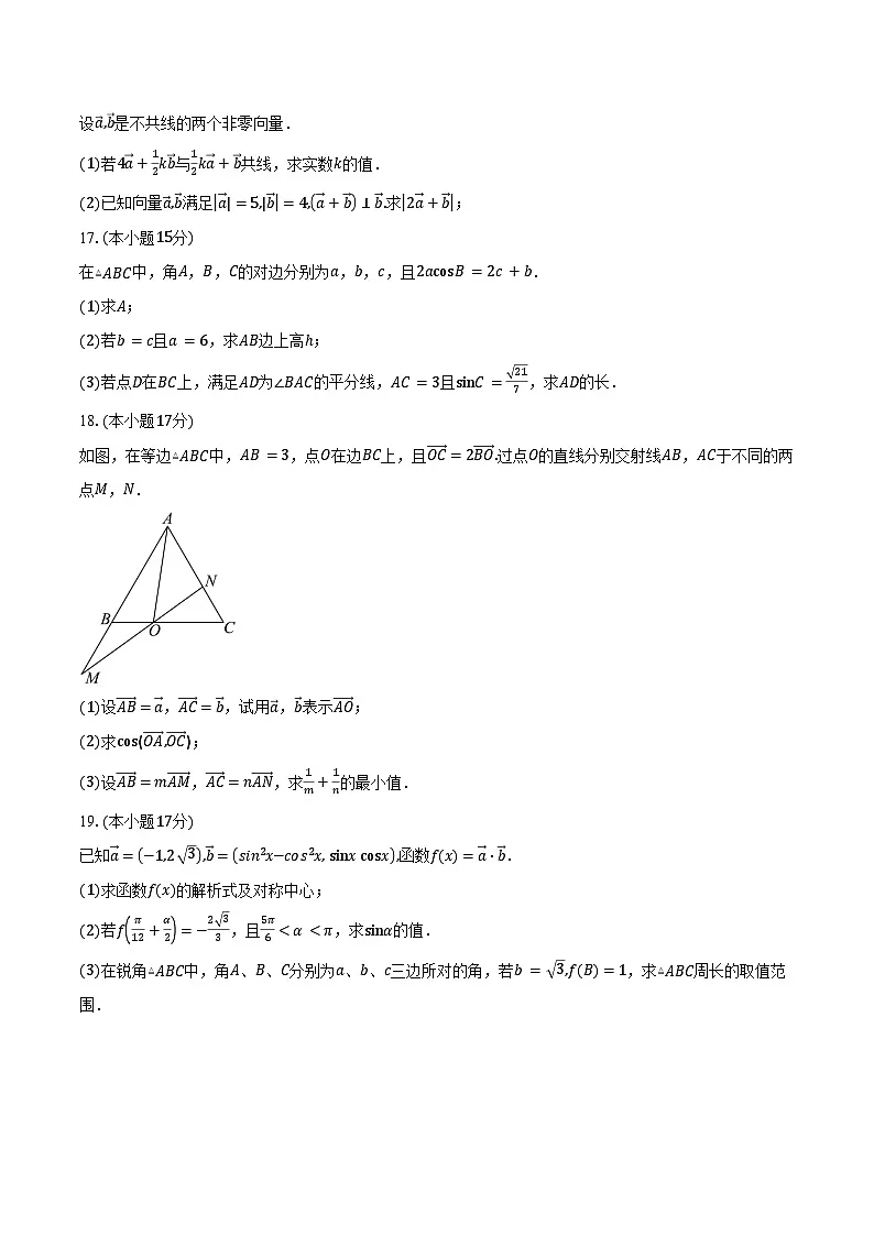 2024-2025学年广东省惠州市光正实验学校高一下学期3月月考数学试卷(含答案)第3页