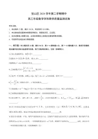 【2025届上海高三数学二模】2025届上海市宝山区高三数学二模试卷与答案