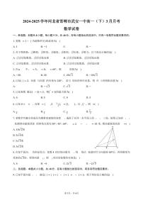 河北省邯郸市武安一中2024-2025学年高一（下）月考数学试卷（3月份）（含答案）