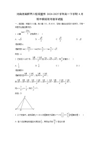 河南省南阳市六校联盟体2024-2025学年高一下学期4月期中模拟联考数学试题（解析版）