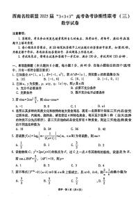 西南名校联盟2025届“3+3+3”高考备考诊断性联考（三）数学试题（含答案）
