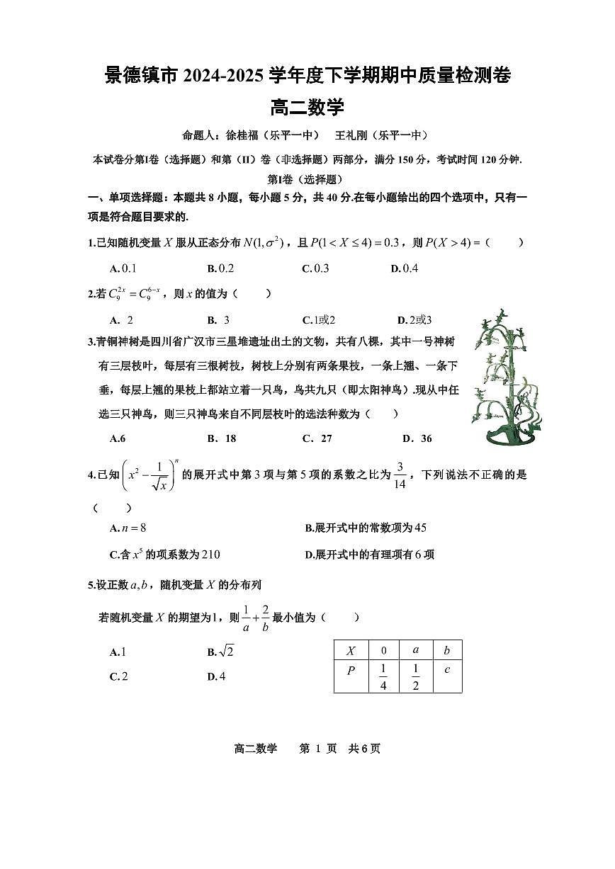 高二数学第1页