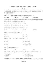 重庆市荣昌中学2025届高三下学期4月月考数学试卷（Word版附解析）