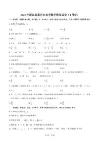 浙江省嘉兴市2025年高考数学模拟试卷（4月份）（含答案）