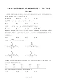 安徽省阜阳市临泉县田家炳实验中学2025届高三（下）月考数学试卷（4月份）（含答案）