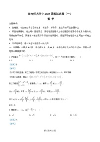 湖南师范大学附属中学2025届高三下学期4月一模试题 数学 含解析
