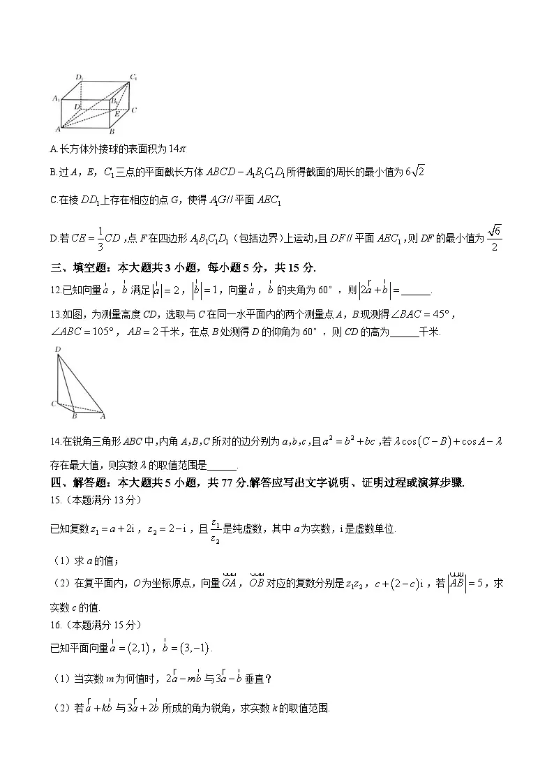 福建省龙岩市一级校联盟2024-2025学年高一下学期4月期中考联考数学试卷(Word版附答案)第3页