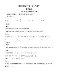 江苏省南京市第二十九中学2024-2025学年高一下学期3月月考 数学试题（含解析）