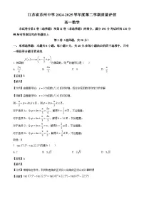 江苏省苏州市姑苏区苏州中学2024-2025学年高一下学期3月月考 数学试题（含解析）