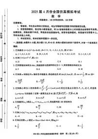 陕西省2025届高三高考模拟仿真模拟-数学试题+答案