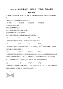 2024-2025学年河南省天一大联考高一下学期4月期中测试数学试卷（含答案）