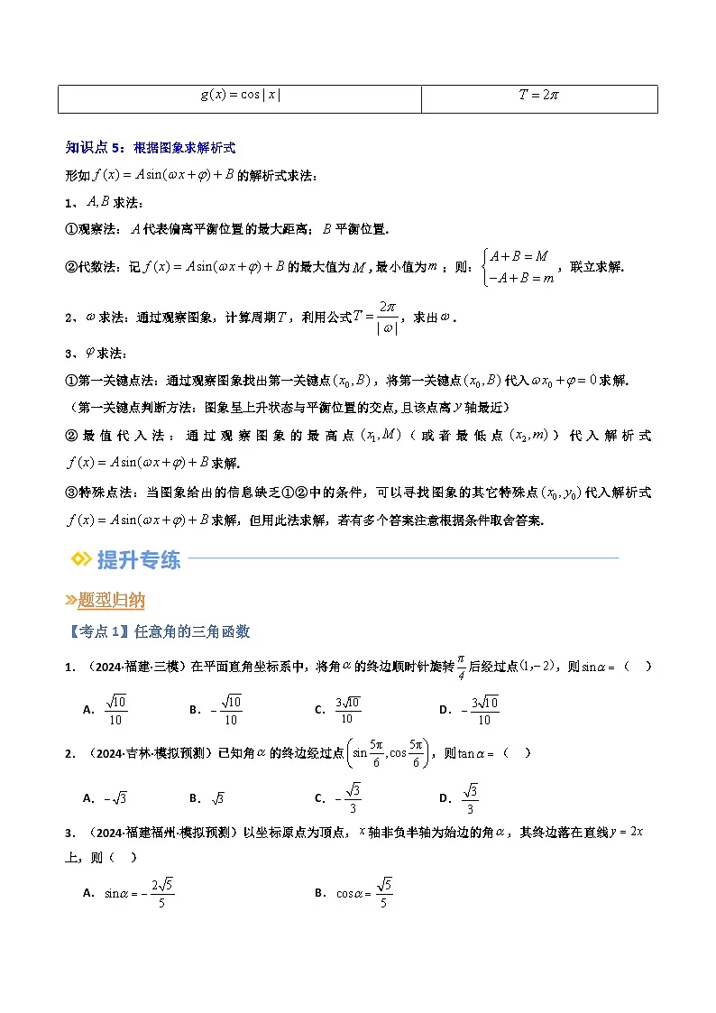 高一寒假数学自学 专题05 三角函数(共13大考点)(原卷版)第3页