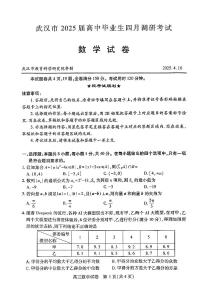 2025武汉高中毕业生四月调研考试数学试卷及参考答案