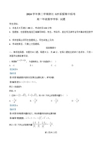 浙江省G5联盟2024-2025学年高一下学期期中考试数学试题 含解析