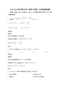 2024-2025学年重庆市高一数学下学期2月阶段检测试题（含解析)