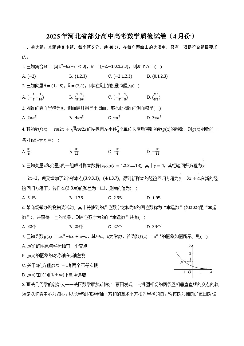 2025年河北省部分高中高考数学质检试卷(4月份)(含答案)第1页