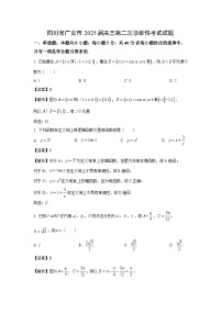 四川省广安市2025届高三第二次诊断性考试数学试卷（解析版）