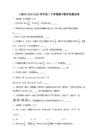 上海市2024-2025学年高二下学期期中数学检测试卷（附答案）