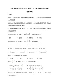 云南省宣威市2024-2025学年高一下学期期中考试数学检测试题（附答案）