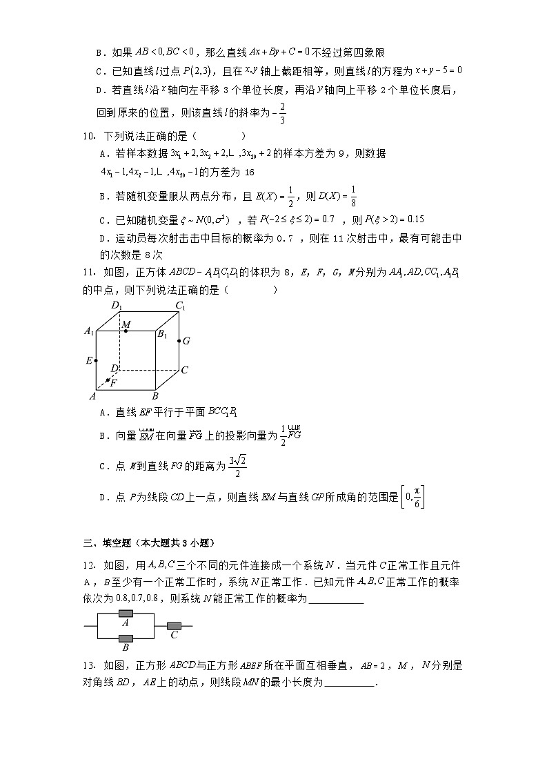 江西省上饶市弋阳县第一中学、横峰中学、铅山县第一中学2024−2025学年高二下学期3月月考 数学试卷(含解析)第2页