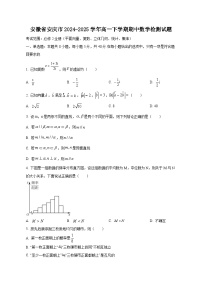 安徽省安庆市2024-2025学年高一下学期期中数学检测试题(含答案)