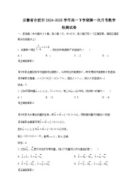 安徽省合肥市2024-2025学年高一下学期第一次月考数学检测试卷（含答案）