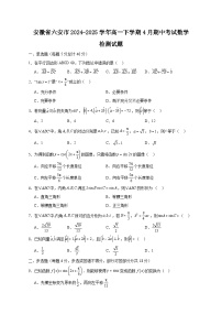 安徽省六安市2024-2025学年高一下学期4月期中考试数学检测试题（含答案）