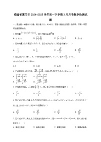 福建省厦门市2024-2025学年高一下学期3月月考数学检测试题（含答案）