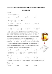 2024-2025学年云南省红河哈尼族彝族自治州高一下学期期中数学检测试题3（含答案）