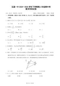 云南省玉溪市一中2024-2025学年高二下学期期中考试数学试卷（PDF版附答案）