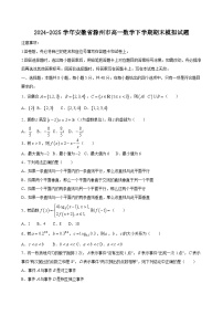 2024-2025学年安徽省滁州市高一数学下学期期末模拟试题