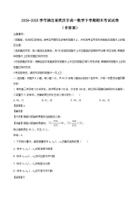 2024-2025学年湖北省武汉市高一数学下学期期末考试试卷（附答案）