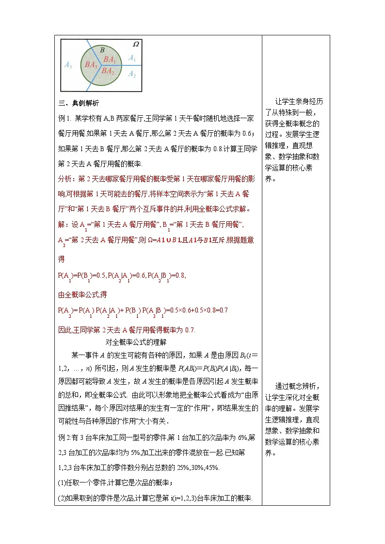 人教A版高二(下)数学选择性必修第三册7.1.2全概率公式【教学设计】第3页