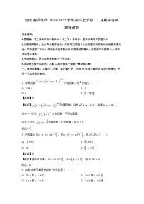 河北省邯郸市2024-2025学年高一上学期11月期中考试数学试题（解析版）