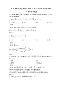 广西壮族自治区柳州市高中2024-2025学年高一下学期4月联考数学试题(解析版)
