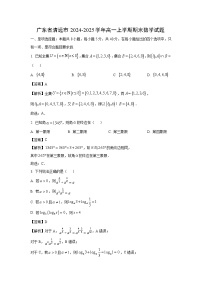 广东省清远市2024-2025学年高一上学期期末数学试题（解析版）