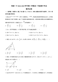 安徽省芜湖市第一中学2024-2025学年高一下学期期中考试数学试卷（原卷版+解析版）