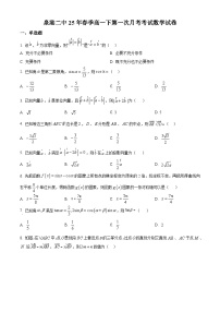 福建省泉州市泉港区第二中学2024-2025学年高一下学期第一次月考考试数学试卷（原卷版+解析版）