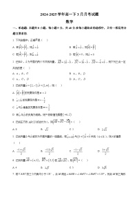 河北省沧州市肃宁县第一中学2024-2025学年高一下学期3月月考数学试题（原卷版+解析版）