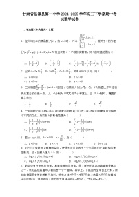 甘肃省临潭县第一中学2024−2025学年高三下学期期中考试 数学试卷（含解析）
