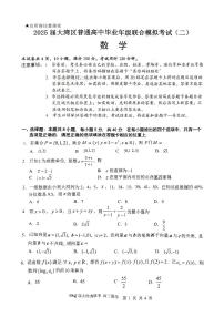 广东省大湾区2025届普通高中毕业年级联合模拟考试（二）数学试卷（含答案）