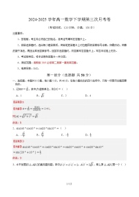 高一数学月考卷（湘教版2019必修第二册第一章到第四章）-2024-2025学年高中下学期第三次月考