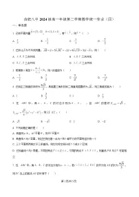 安徽省合肥市第八中学2024-2025学年高一下学期第四次检测数学试题（Word版附解析）