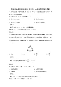 四川省成都市2024-2025学年高一上学期期末数学试题（解析版）