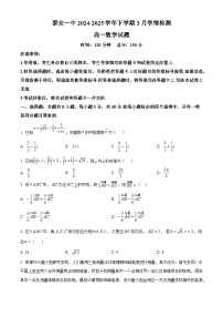 山东省泰安第一中学新校2024-2025学年高一下学期3月学情检测数学试题（原卷版+解析版）