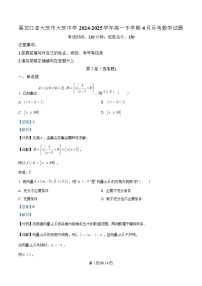 黑龙江省大庆市大庆中学2024-2025学年高一下学期4月月考数学试题 含解析