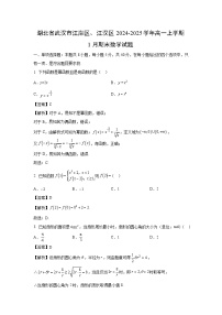 湖北省武汉市江岸区、江汉区2024-2025学年高一上学期1月期末数学试题（解析版）
