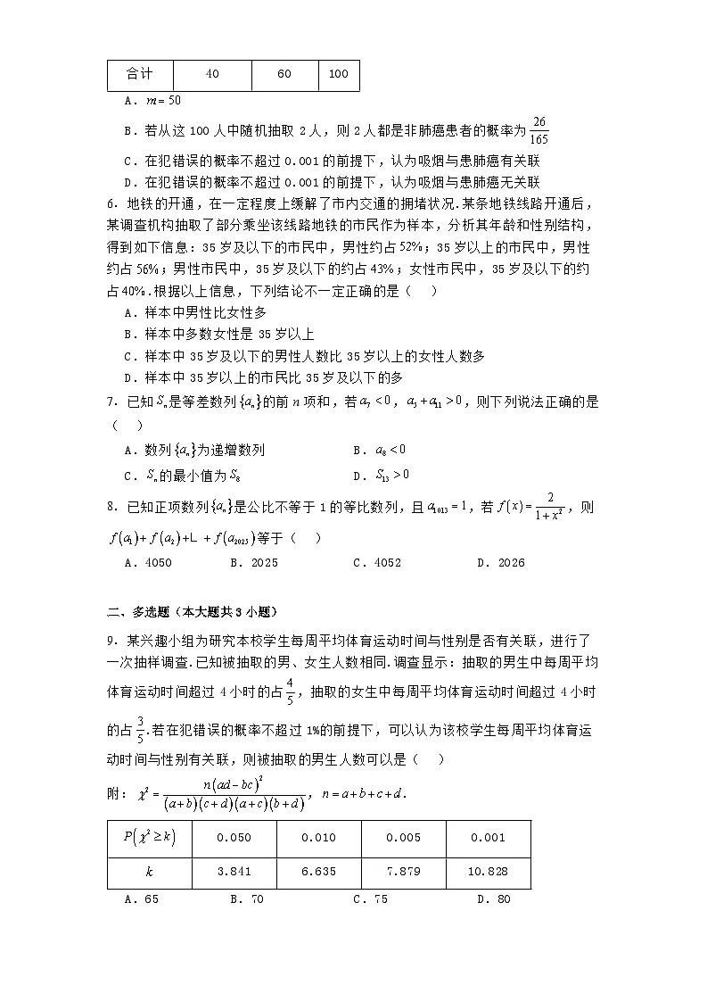 河南省百师联盟2024−2025学年高二下学期4月联考 数学试题(含解析)第2页